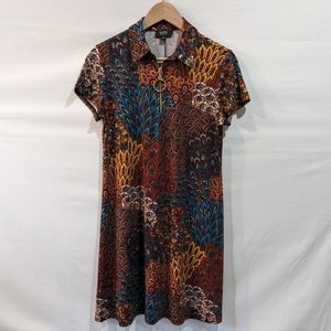 MSK Petites Retro Style Collared Paisley Mini Dress Size Petite Large
